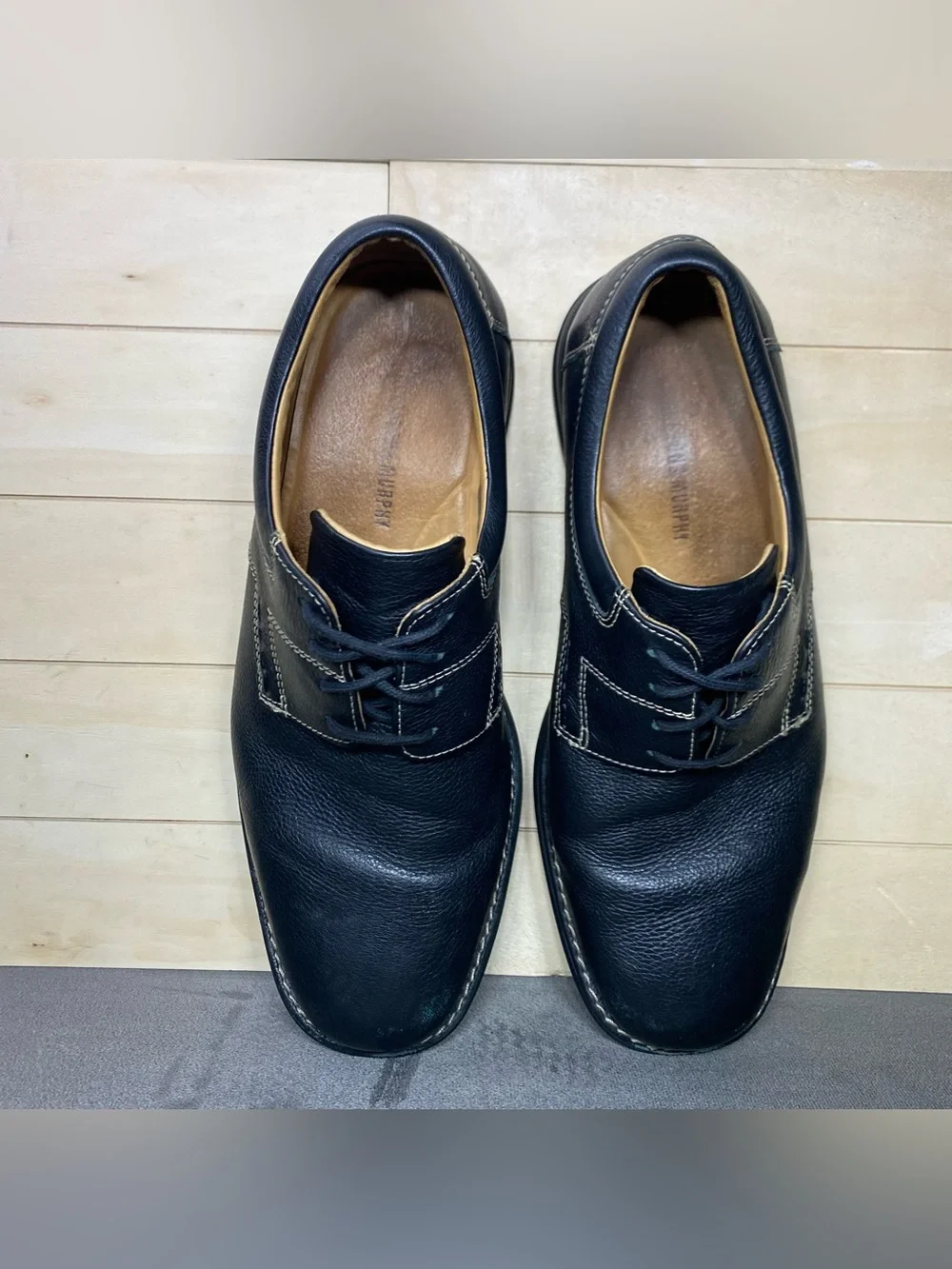 Johnston Murphy Shuler Oxfords Black Leather Men's Size 11 Shoes M Pebbled